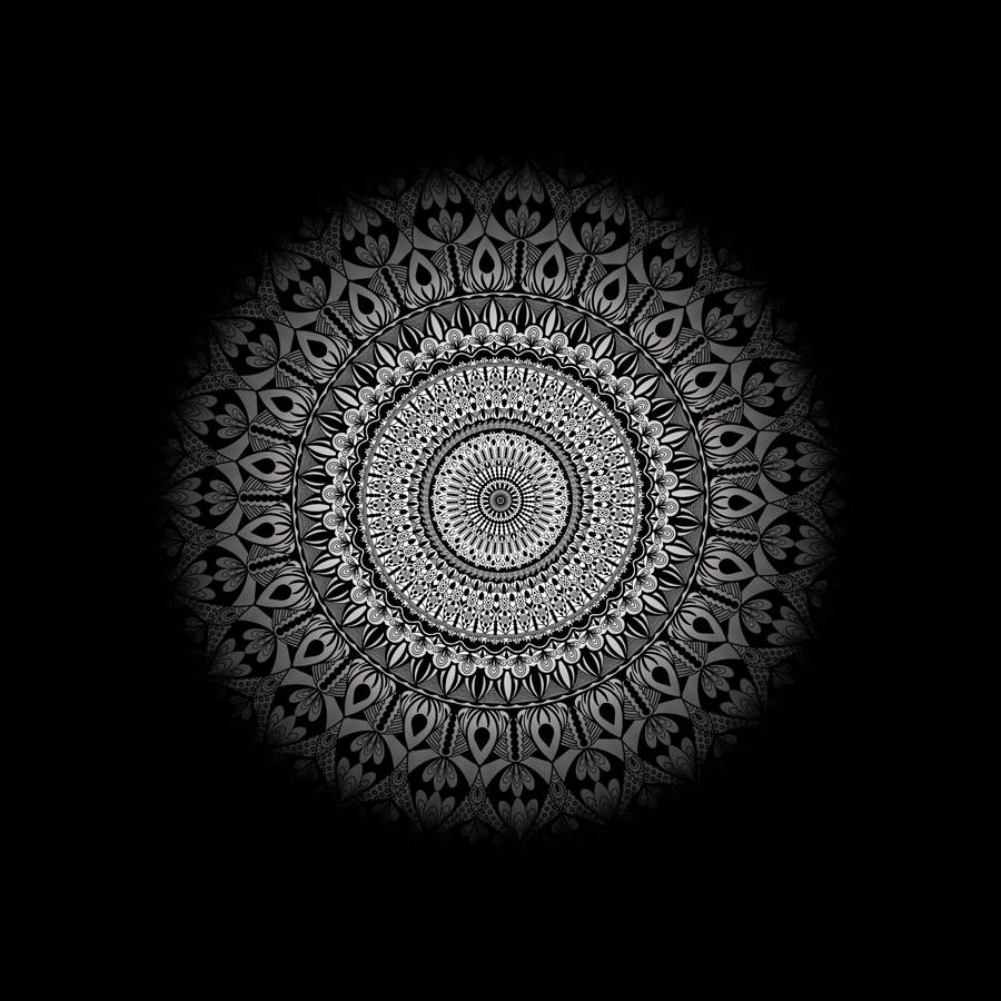 Silver Circle Tribal Black Pattern Wallpaper