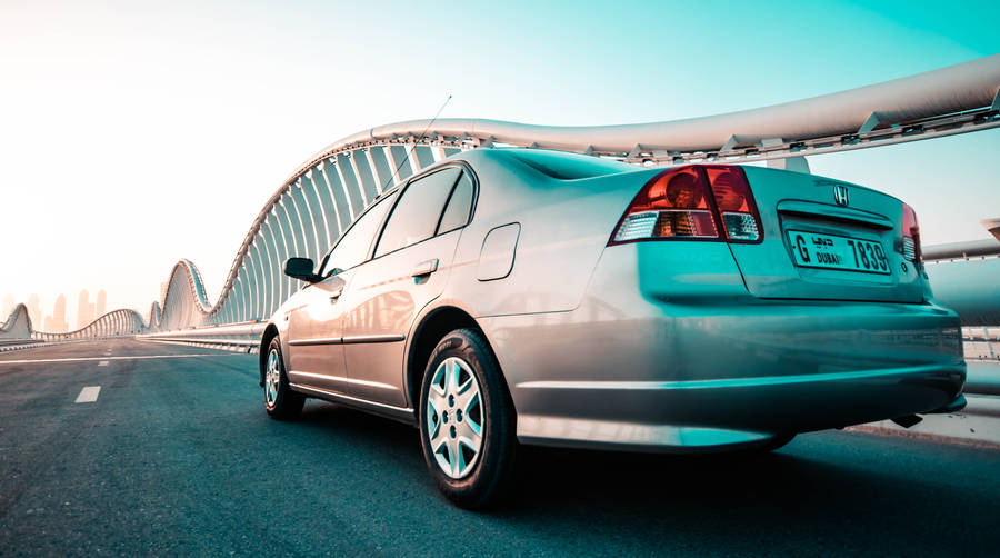 Silver Honda Car Movement Wallpaper