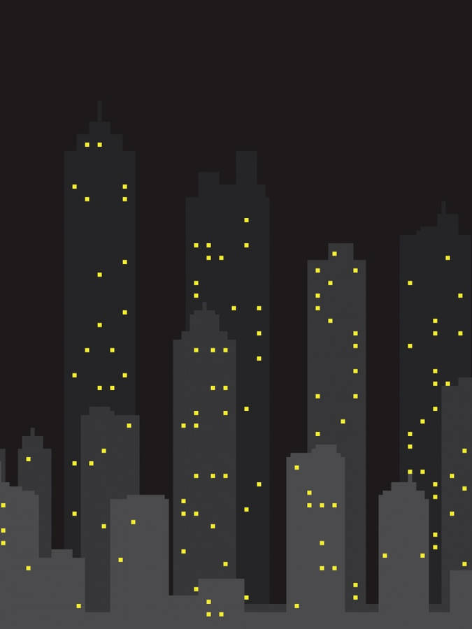 Simple Black City Building Lights Wallpaper