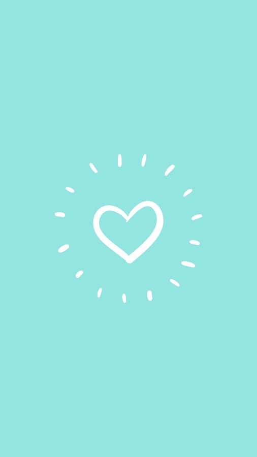 Simple Cute Iphone Teal Heart Digital Art Wallpaper