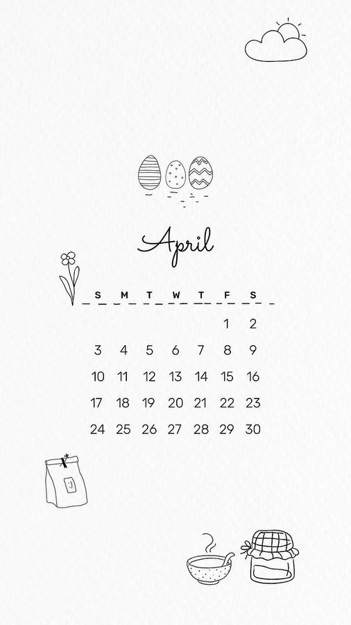 Simple Drawing April 2022 Calendar Wallpaper