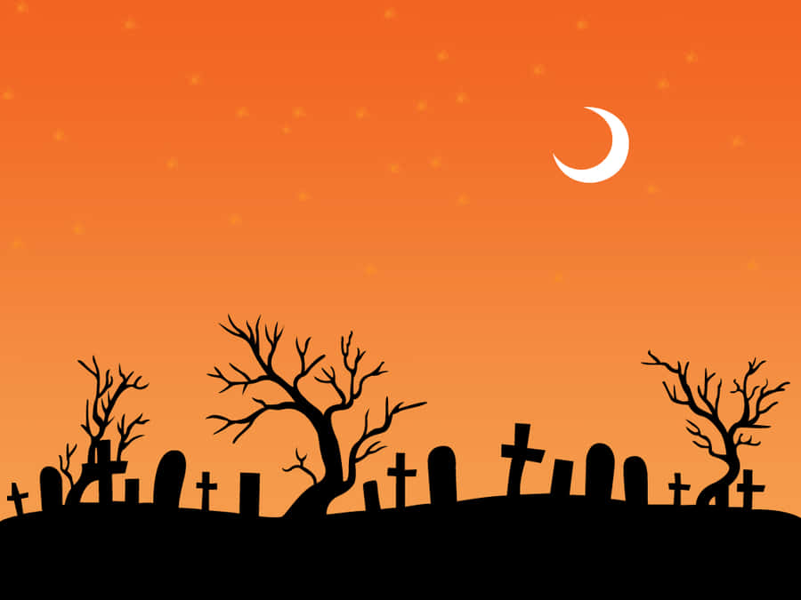 Simple Halloween Cemetery Art Wallpaper