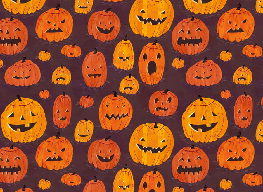 Simple Halloween Orange Pumpkin Patterns Wallpaper