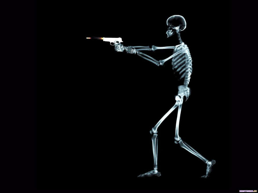 Skeleton With Gun - X-ray Wallpaper Wallpaper