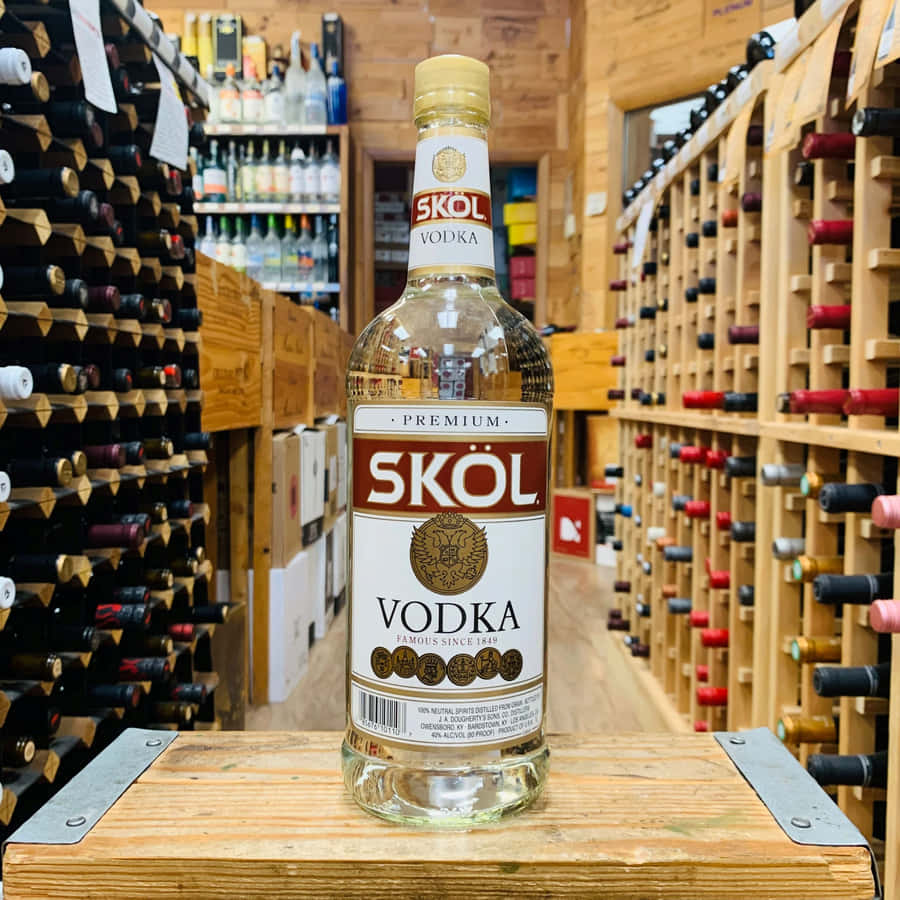 Skol Vodka Bottle Wine Shop Wallpaper