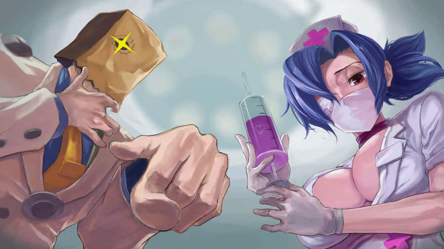 Skullgirls Valentine With Faust From Guilty Gear Wallpaper