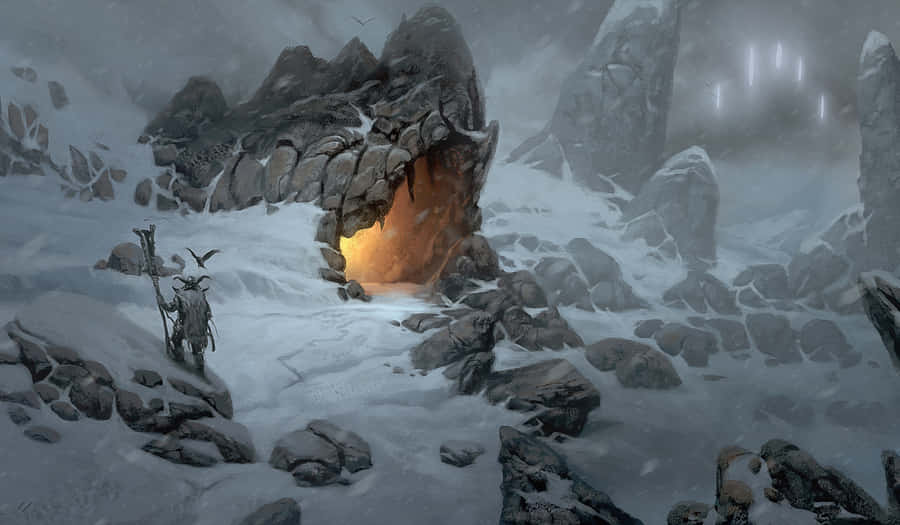 Skyrim Rocky Cave Landscape Wallpaper