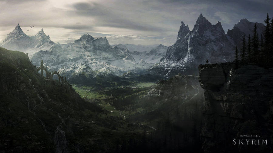 Skyrim Ultra Hd Dark Mountain Scenery Wallpaper