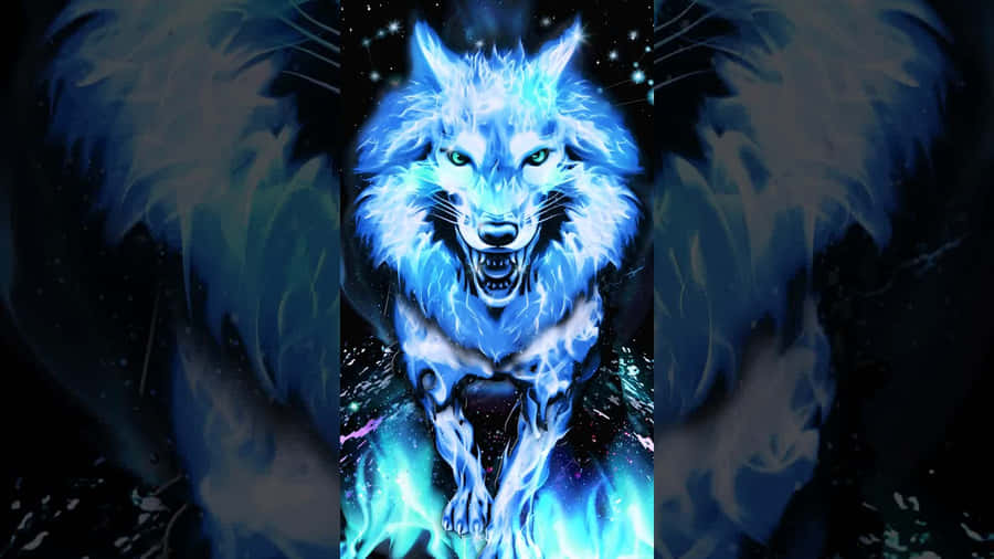 Smiling Cool Blue Wolf Digital Art Wallpaper
