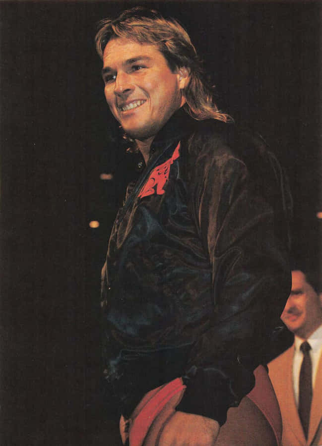 Smiling Wrestlerin Black Jacket Wallpaper