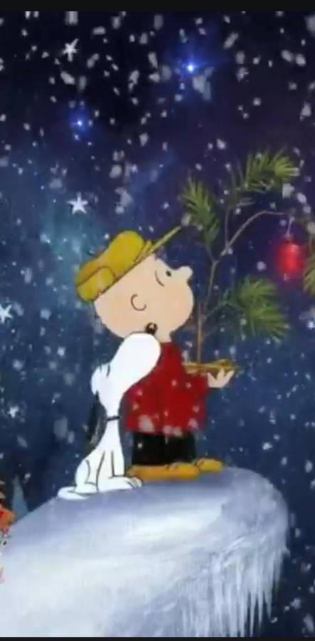 Snoopy Looking Up Christmas Iphone Wallpaper