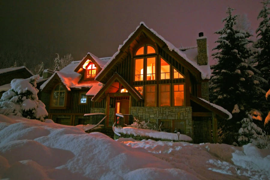 Snow Pile Cozy Winter House Wallpaper