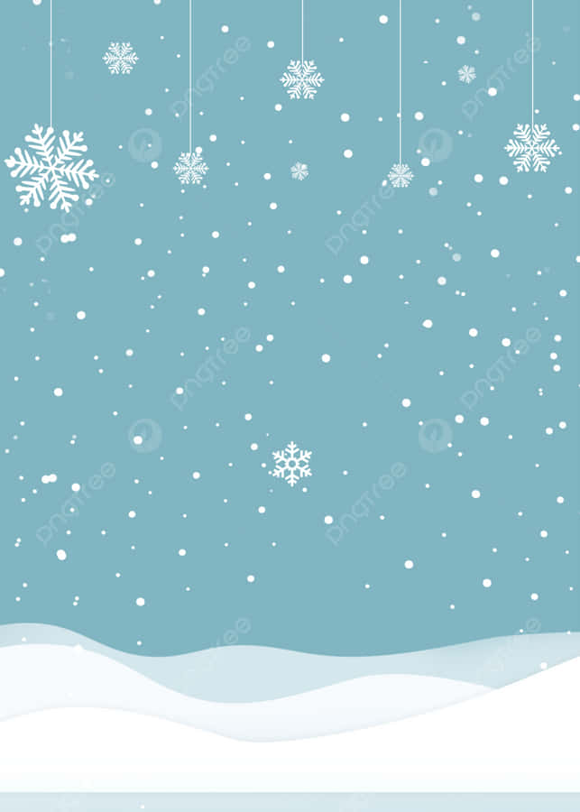 Snowflakes Falling From The Sky On A Blue Background Wallpaper