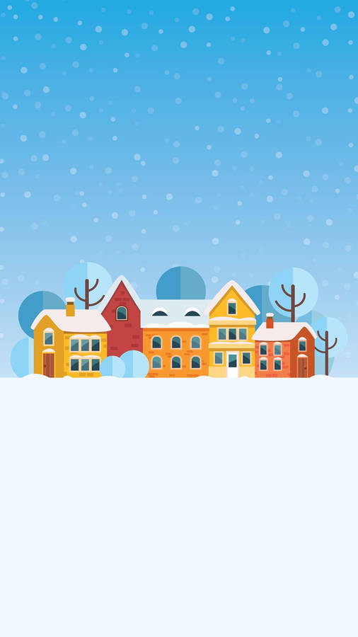 Snowy Christmas Street Minimalist Iphone Wallpaper