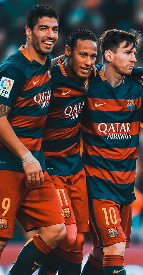 Soccer Greats Lionel Messi And Neymar Jr. Making History Wallpaper