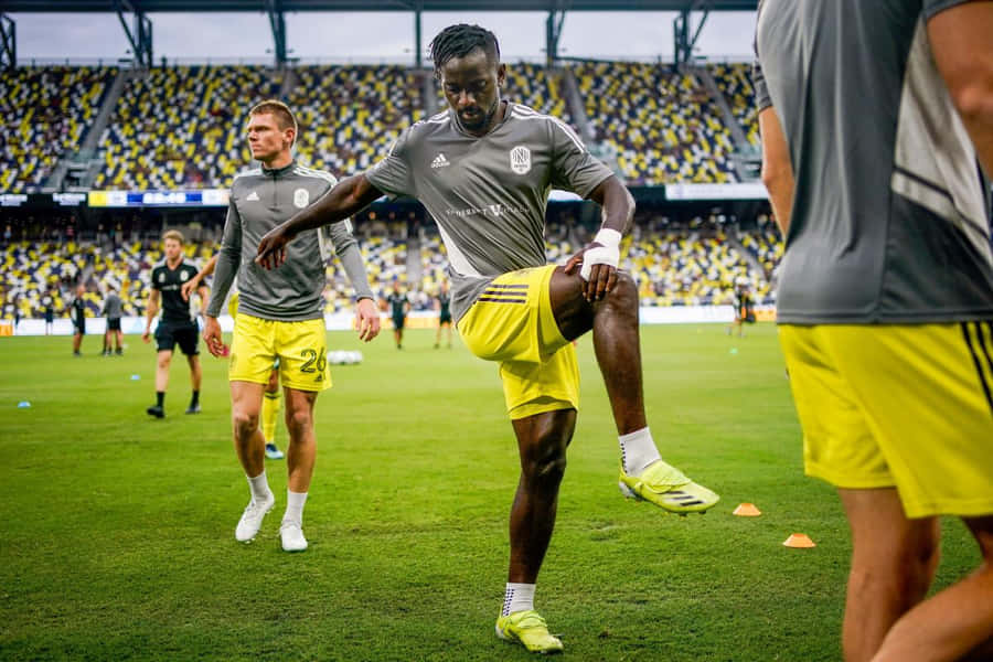 Soccer Player Warm Up Session Wallpaper