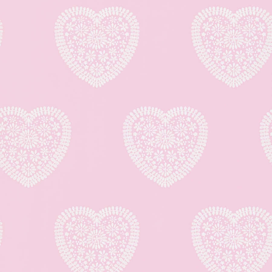 Soft Pink Hearts Damask Wallpaper