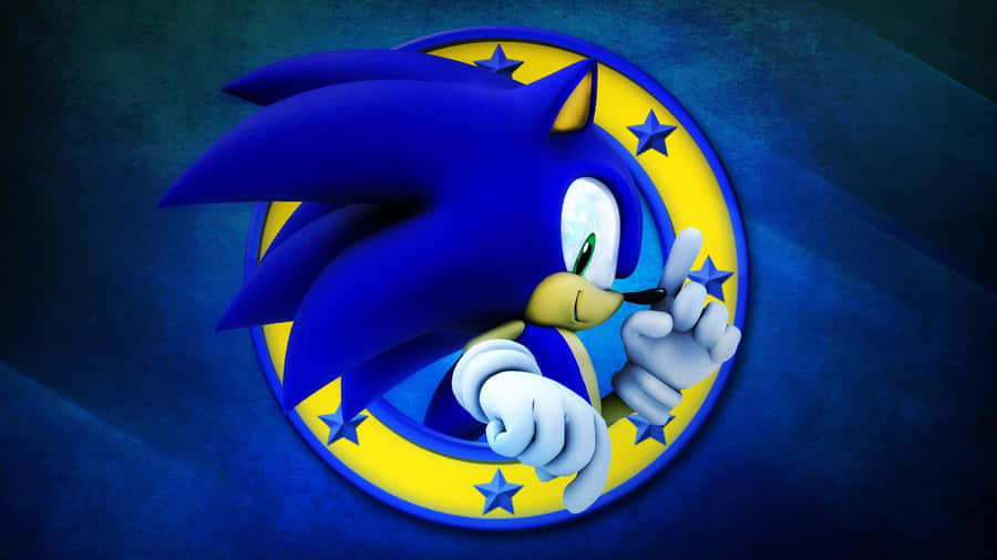 Sonic The Hedgehog Logo On A Blue Background Wallpaper