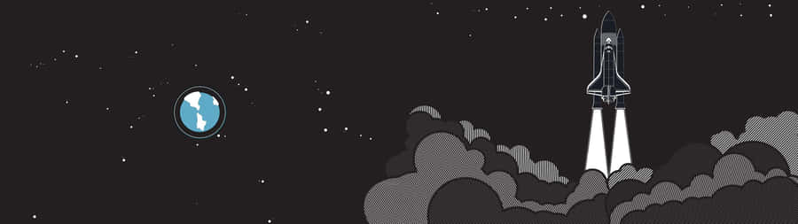 Space Hd 3840x1080 Rocket Earth Wallpaper