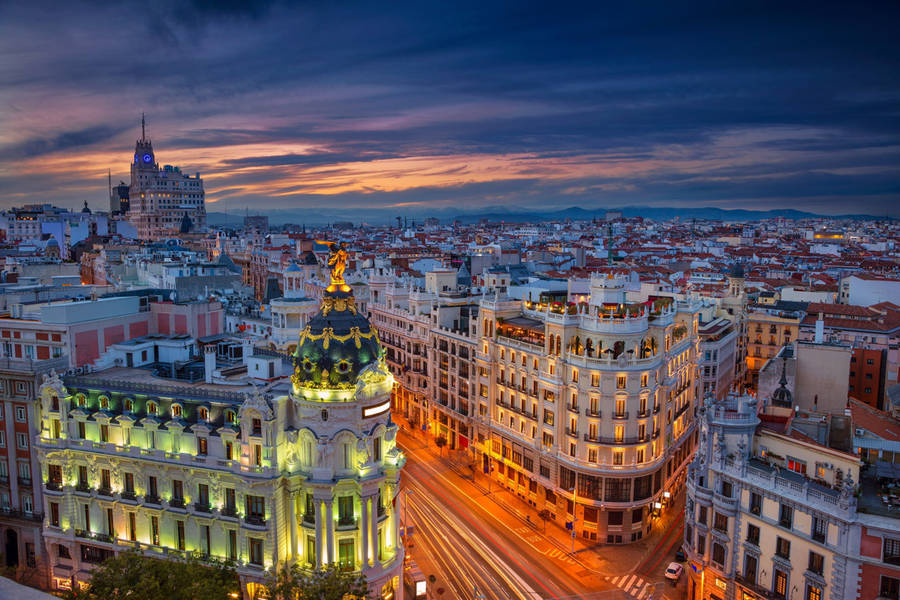 Spain Madrid Gran Via Cityscape Wallpaper