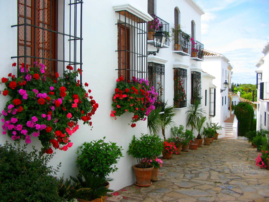 Spain Marbella White Houses Wallpaper