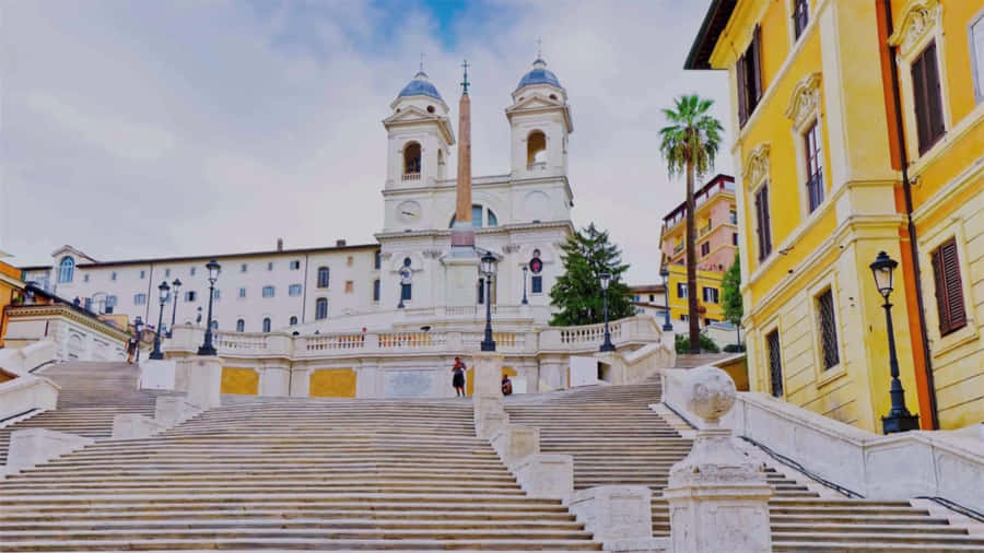 Spanish Steps Monument Clear Sky Wallpaper