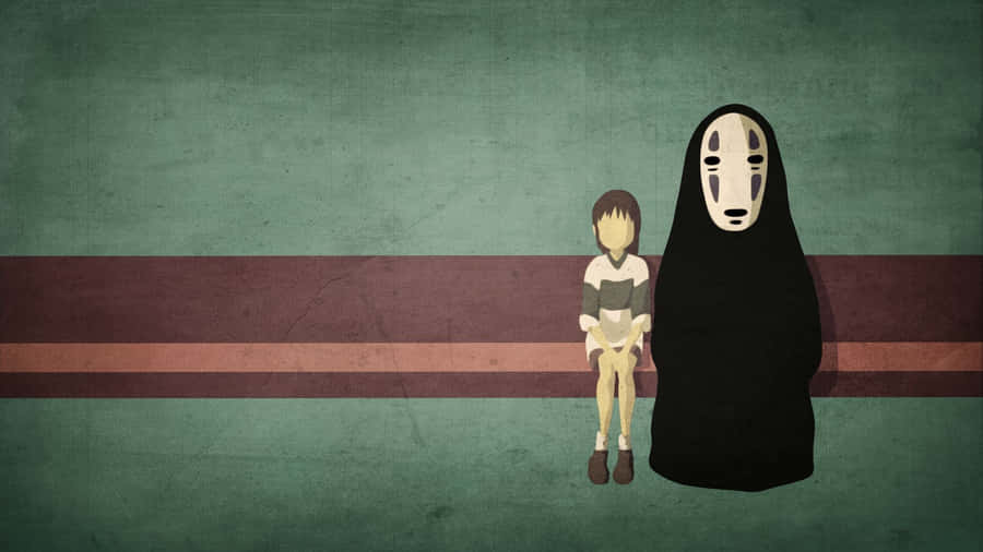 Spirited Away Chihiro And No Face Minimalist Wallpaper
