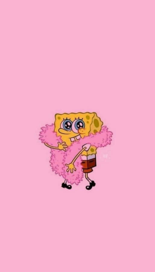 Spongebob In Pink Scarf Girly Tumblr Wallpaper