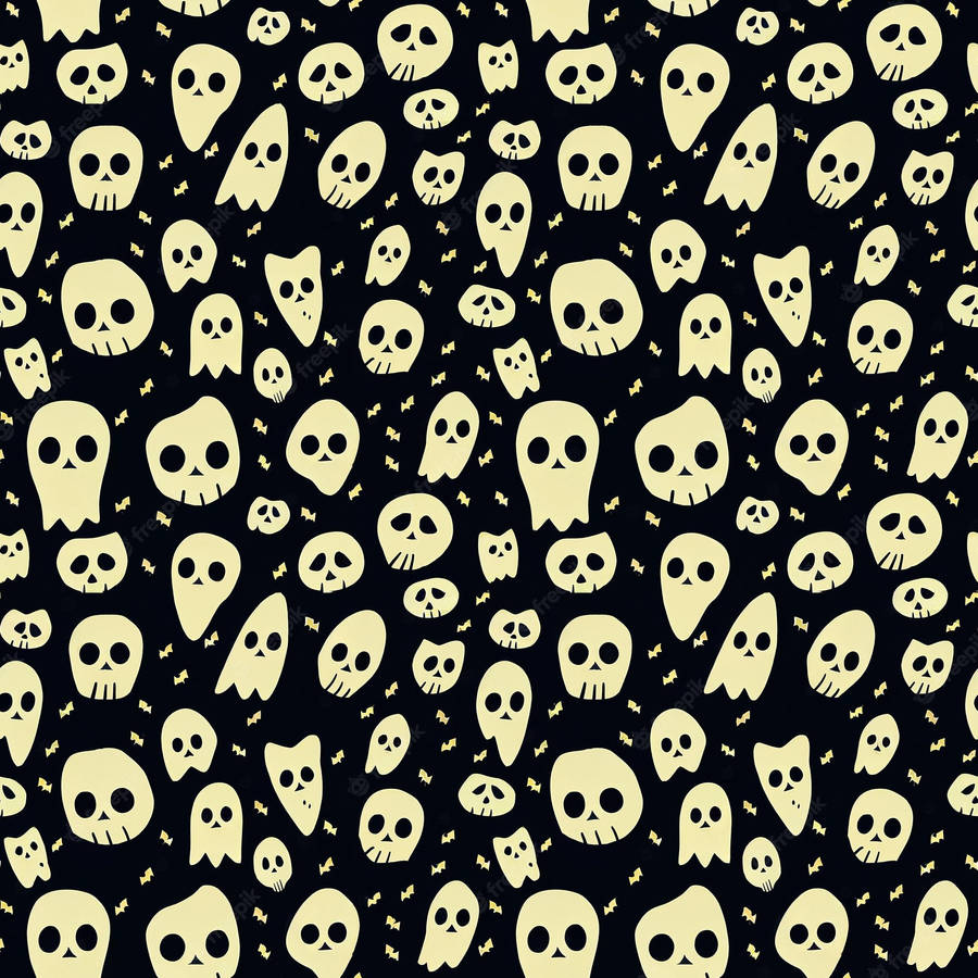 Spooky Aesthetic Differently Shaped Skulls Wallpaper