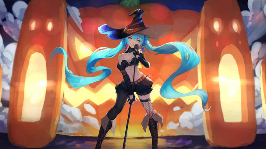 Spooky Halloween Anime Girl Wallpaper