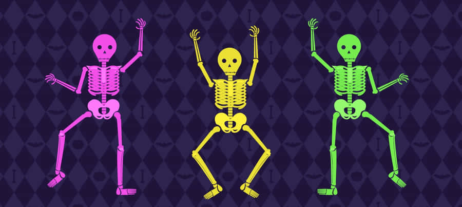 Spooky Halloween Skeleton On A Full Moon Night Wallpaper