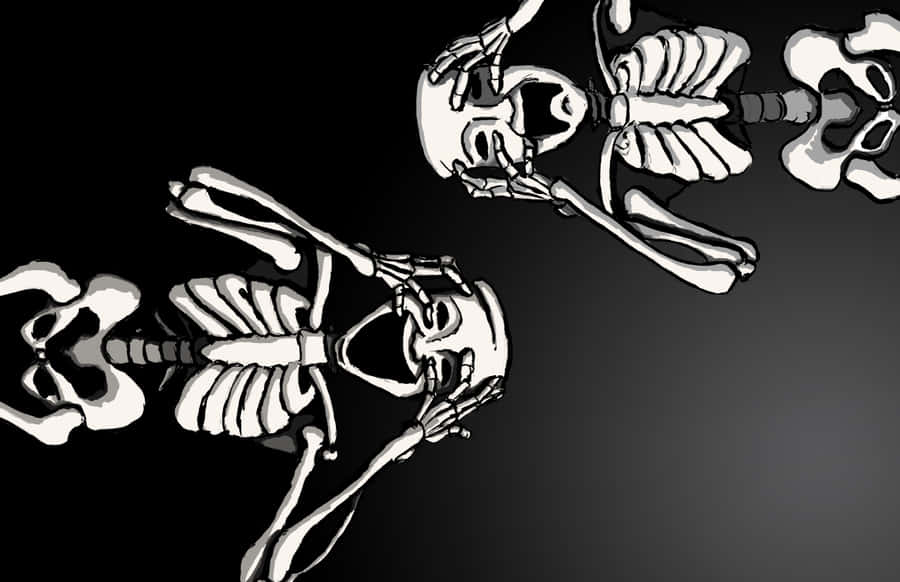Spooky Halloween Skeleton Shrouded In Darkness Wallpaper