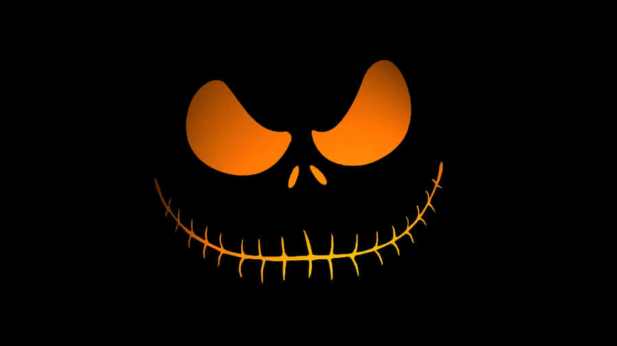 Spooky Halloween Skeleton With Glowing Eyes Wallpaper