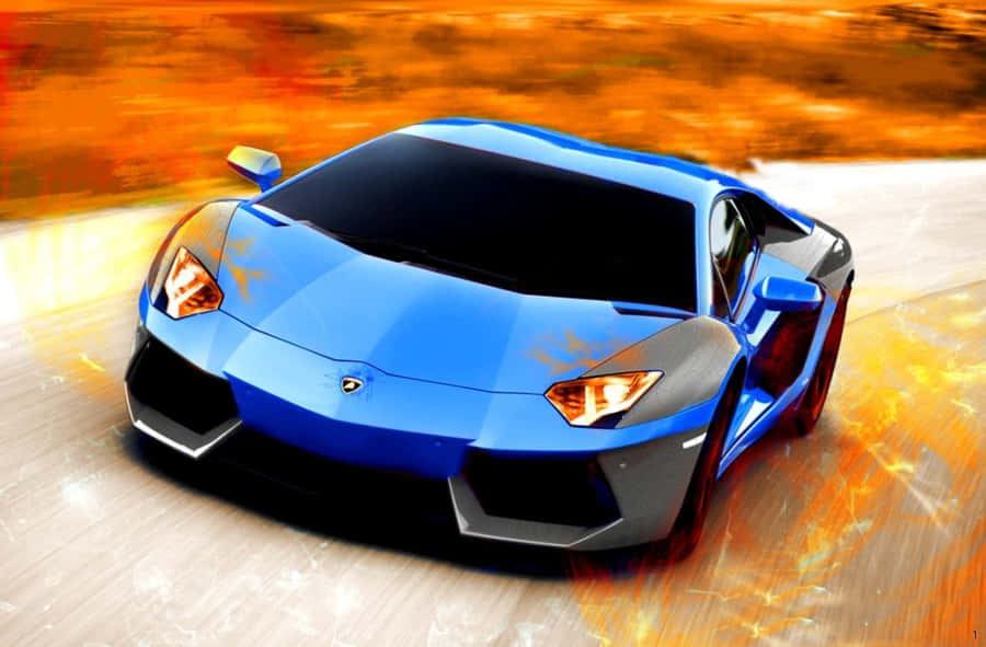 Sports Action Blue Lamborghini Aventador Wallpaper