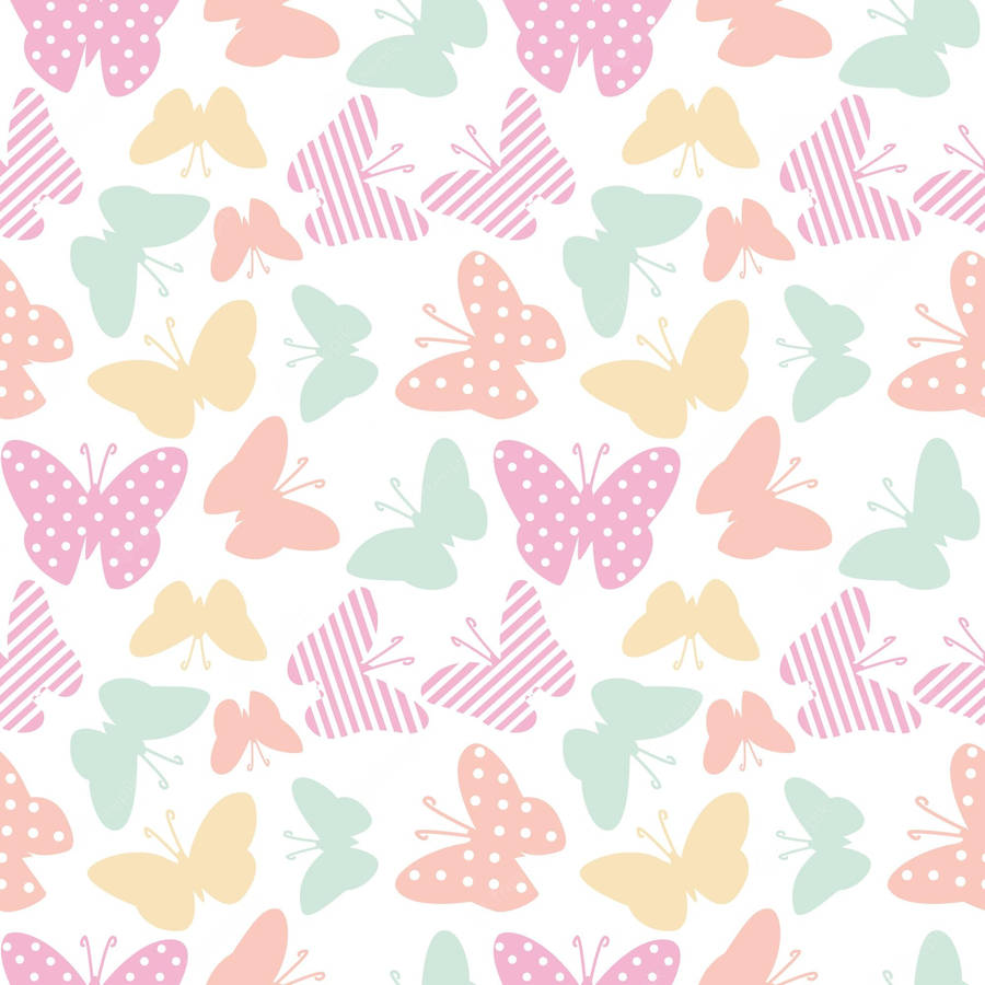 Spotted And Stripe Pastel Butterflies Wallpaper