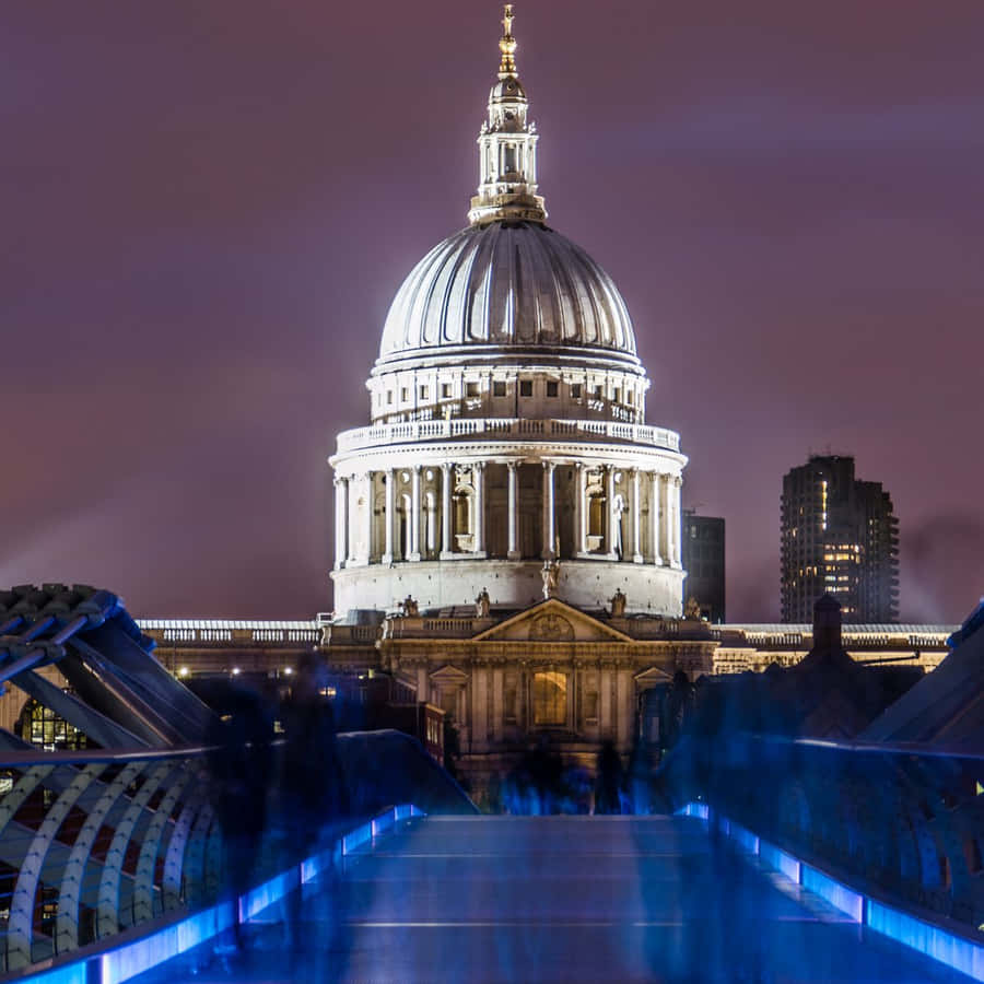 St. Paul's Cathedral Millennium Bridge Night View Wallpaper