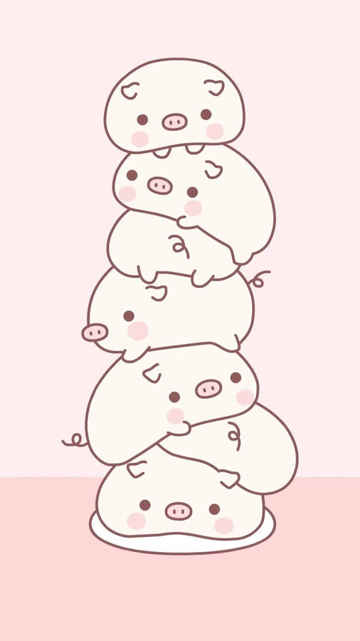 Stacked Piggy Marshmallow Wallpaper