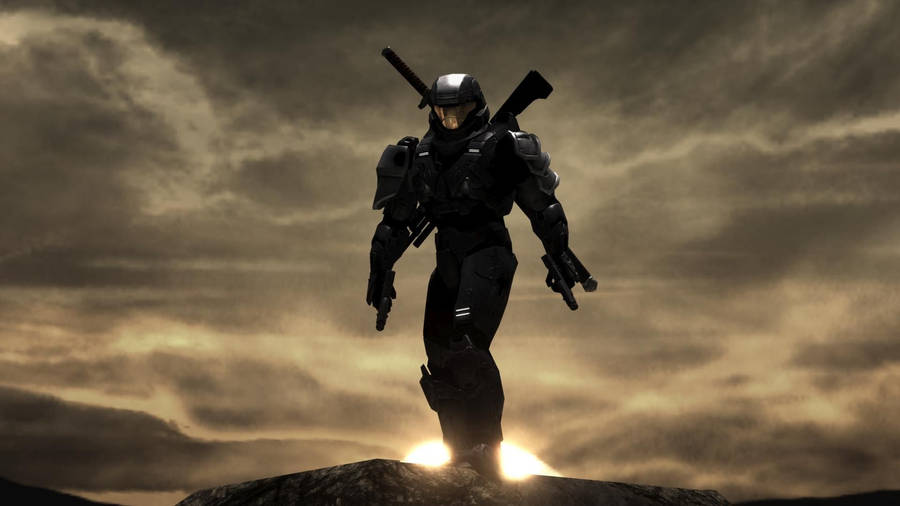 Standing Master Chief Dramatic Backlight Wallpaper