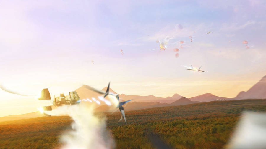 Star Fox Battleships On Field Wallpaper