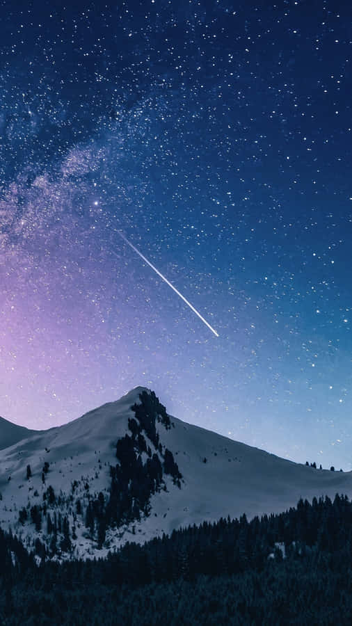 Star Sky With Snowy Mountain Wallpaper