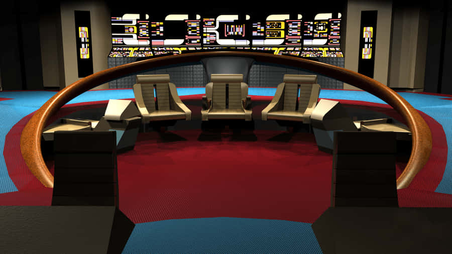 Star Trek Enterprise Bridge Command Area Digital Illustration Wallpaper