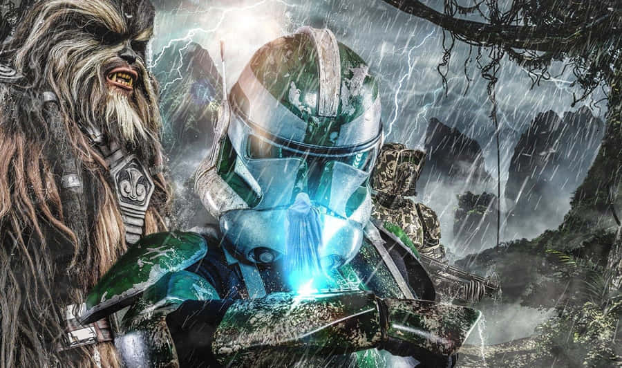 Star Wars Clone Troopers And Chewbacca Wallpaper