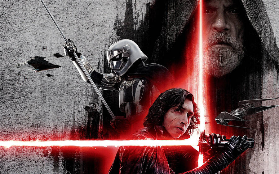 Star Wars: The Last Jedi - Kylo Ren Confronts His Nemesis Rey Wallpaper