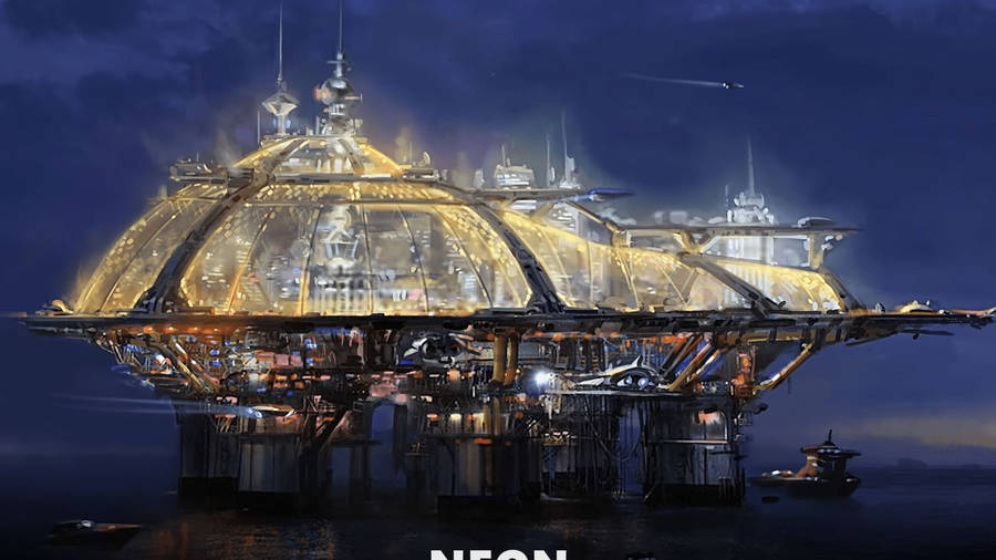 Starfield Glowing Spaceship Wallpaper