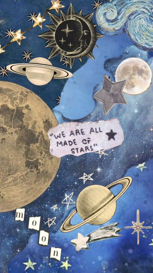 Starry Cosmic Collage Art Wallpaper