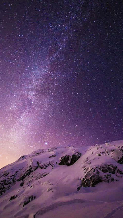 Starry Night Snowy Mountain Peak Wallpaper