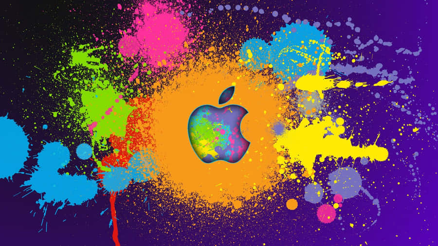 Stenciled Cool Mac Logo Paint Splatter Wallpaper
