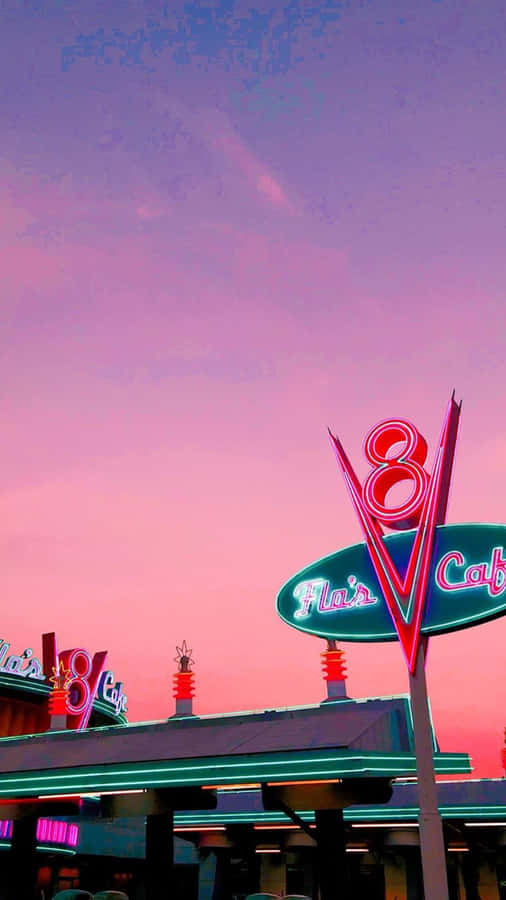 Step Back In Time With This Vibrant Retro Diner Wallpaper