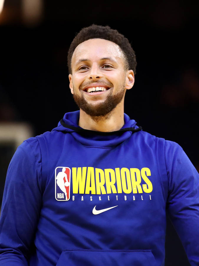 Steph Curry Wearing Blue Warriors Hoodie Wallpaper