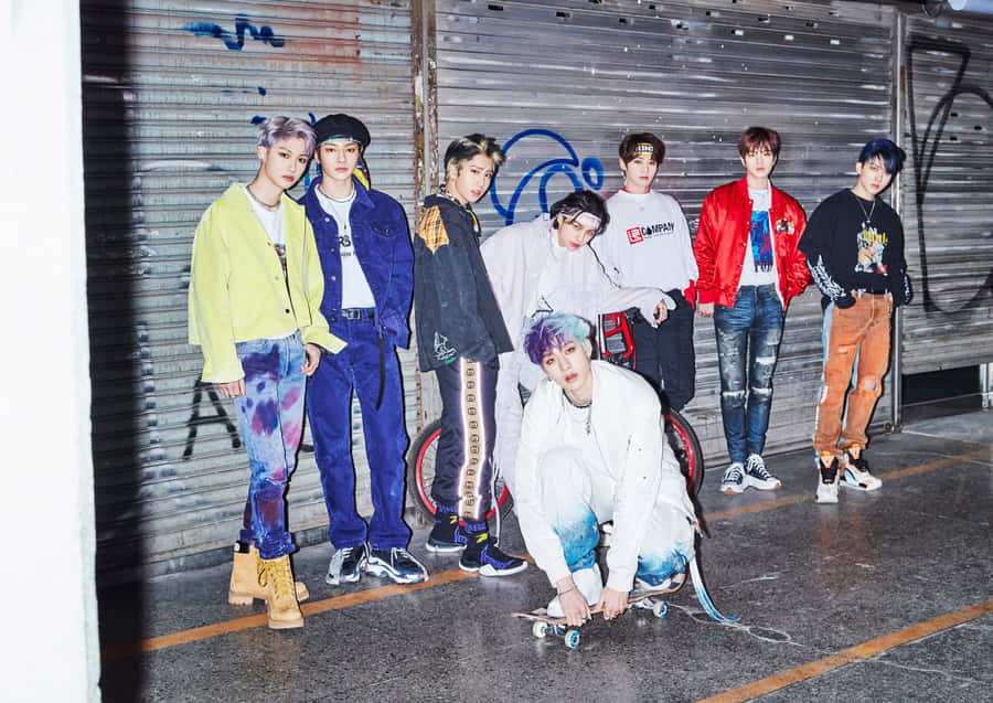 Stray Kids Urban Style Group Shot Wallpaper